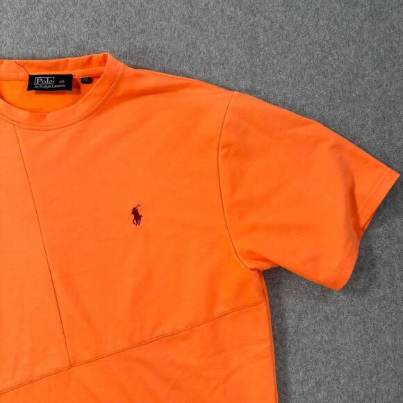 Polo Ralph Lauren Orange Crewneck Stitched Tee Shirt Men's 2XL Short Sleeve - Picture 2 of 8